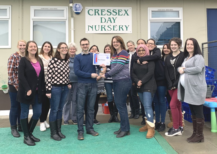Picture of Cressex Day Nursery receiving their Play Champions award